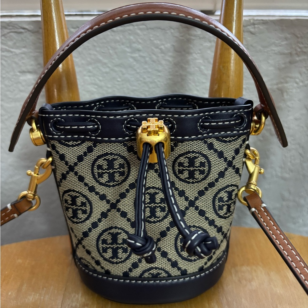 Tory Burch T Monogram Micro Bucket Bag